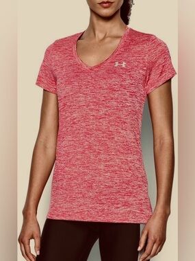 Under Armour Tech V-Neck Tee ❤️ Heathered Maroon Lightweight Active Top Large ✨